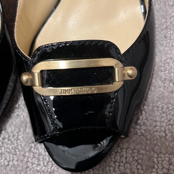Jimmy Choo Patent Peep Toe Shoes - Picture 3 of 9